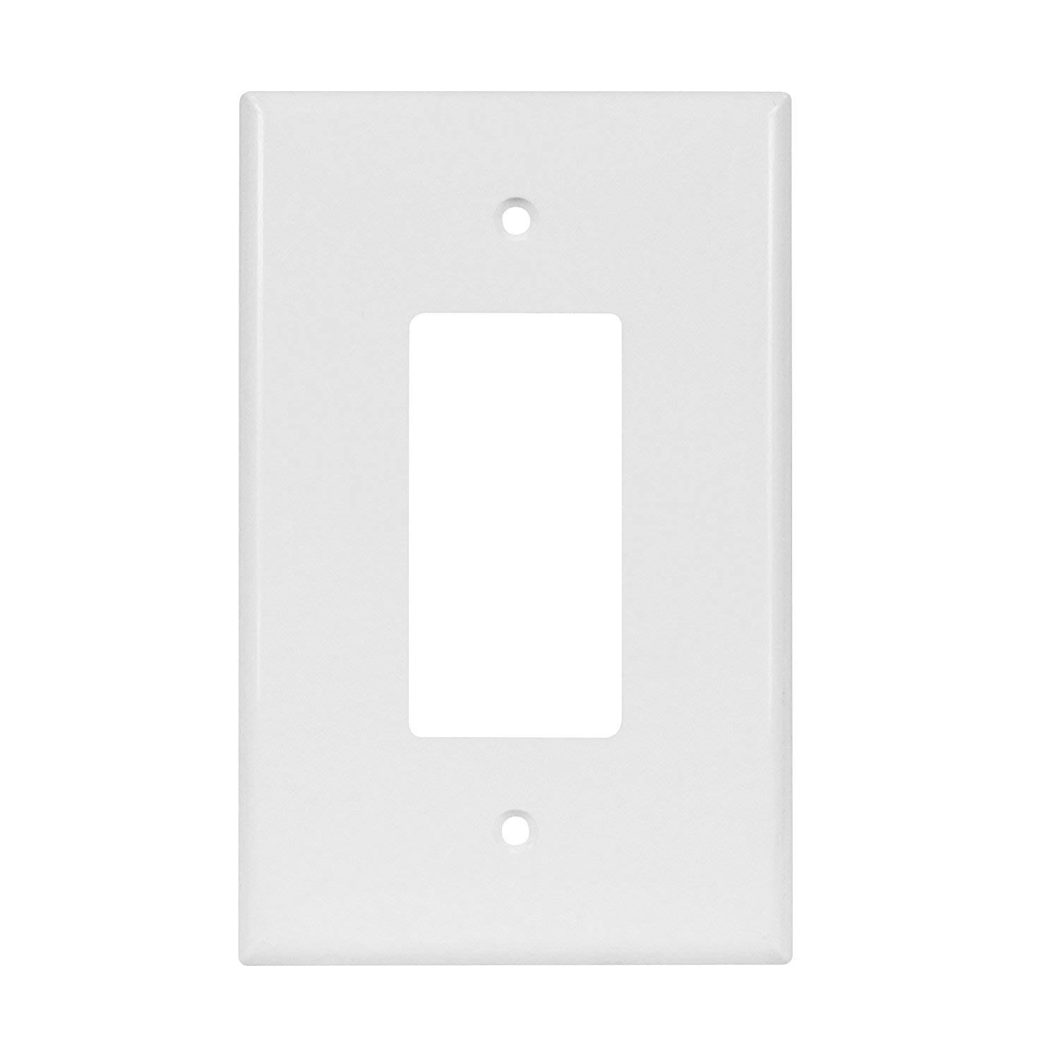 Double Decorator Switch Cover, Two Outlet Wall Plate White