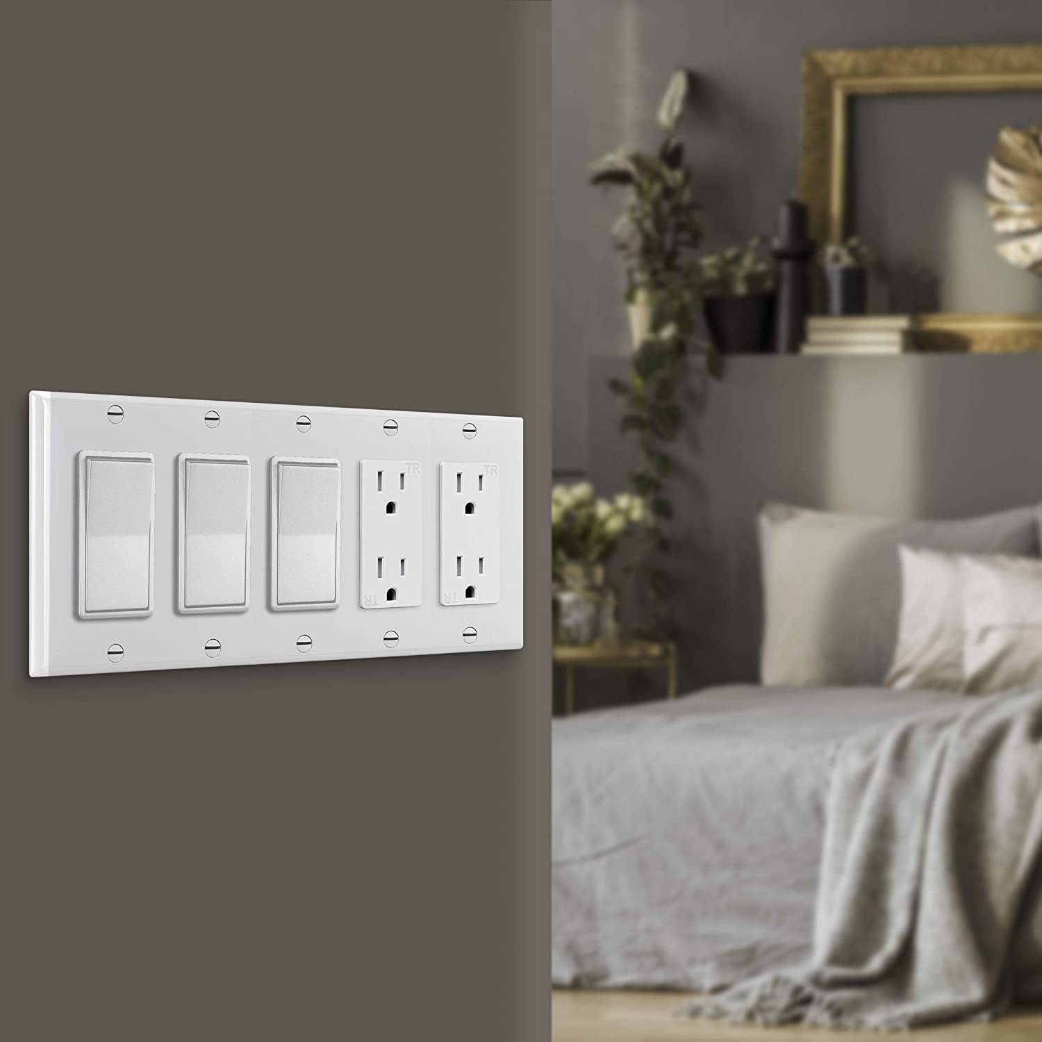 5-Gang Decorator/GFCI Outlet Wall Plate