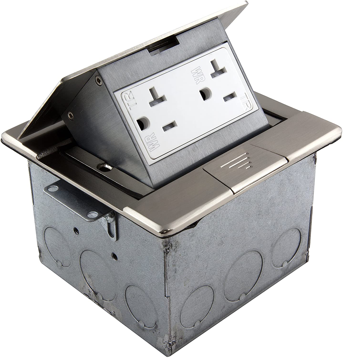 1-Gang Square Pop-Up Floor Box with 20A TR Receptacle