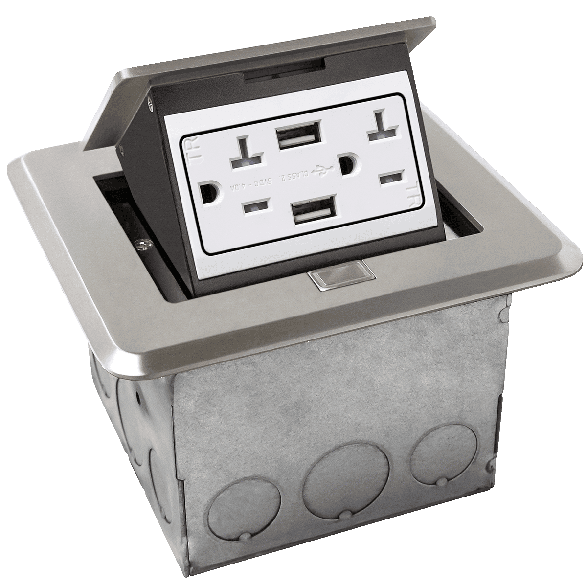 1-Gang Square Soft Pop-Up Floor Box with 20A USB Receptacle (4A)