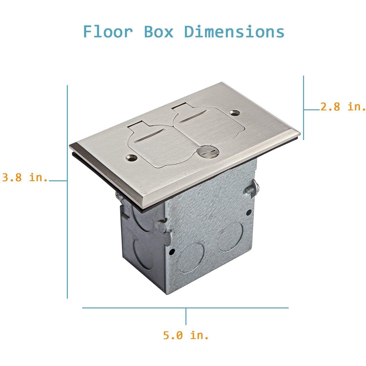1-Gang Rectangle Dual Flip Lid Floor Box with 20A TR Duplex Receptacle