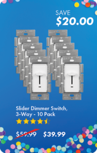 Slider Dimmer Switch, 3-Way - 10 Pack