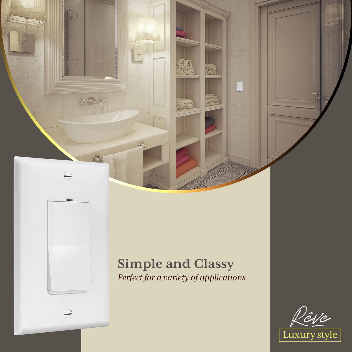 Rêve Collection Luxury Decorator Light Switch or Receptacle Wall Plate