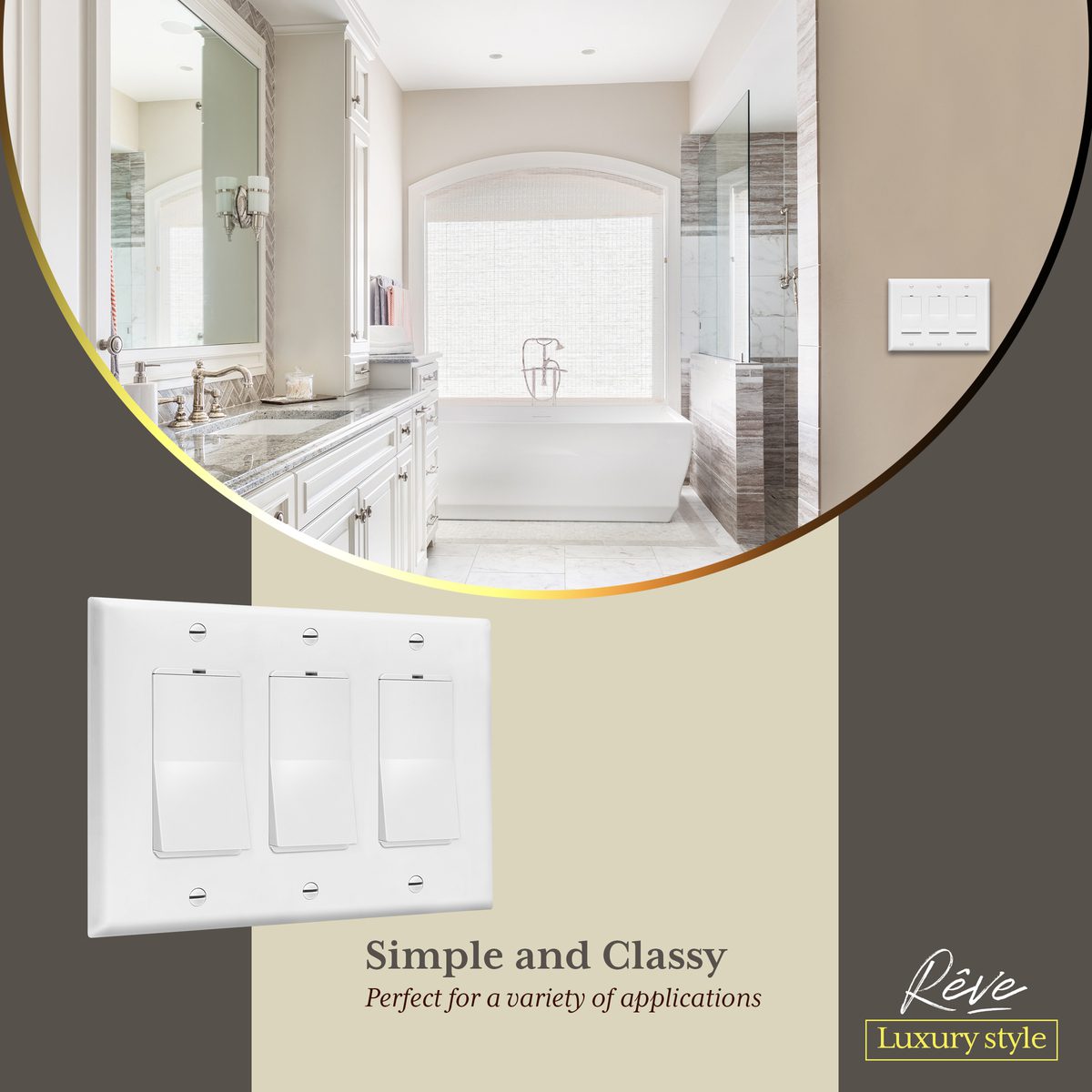 Rêve Collection Luxury Triple Decorator Switch Cover