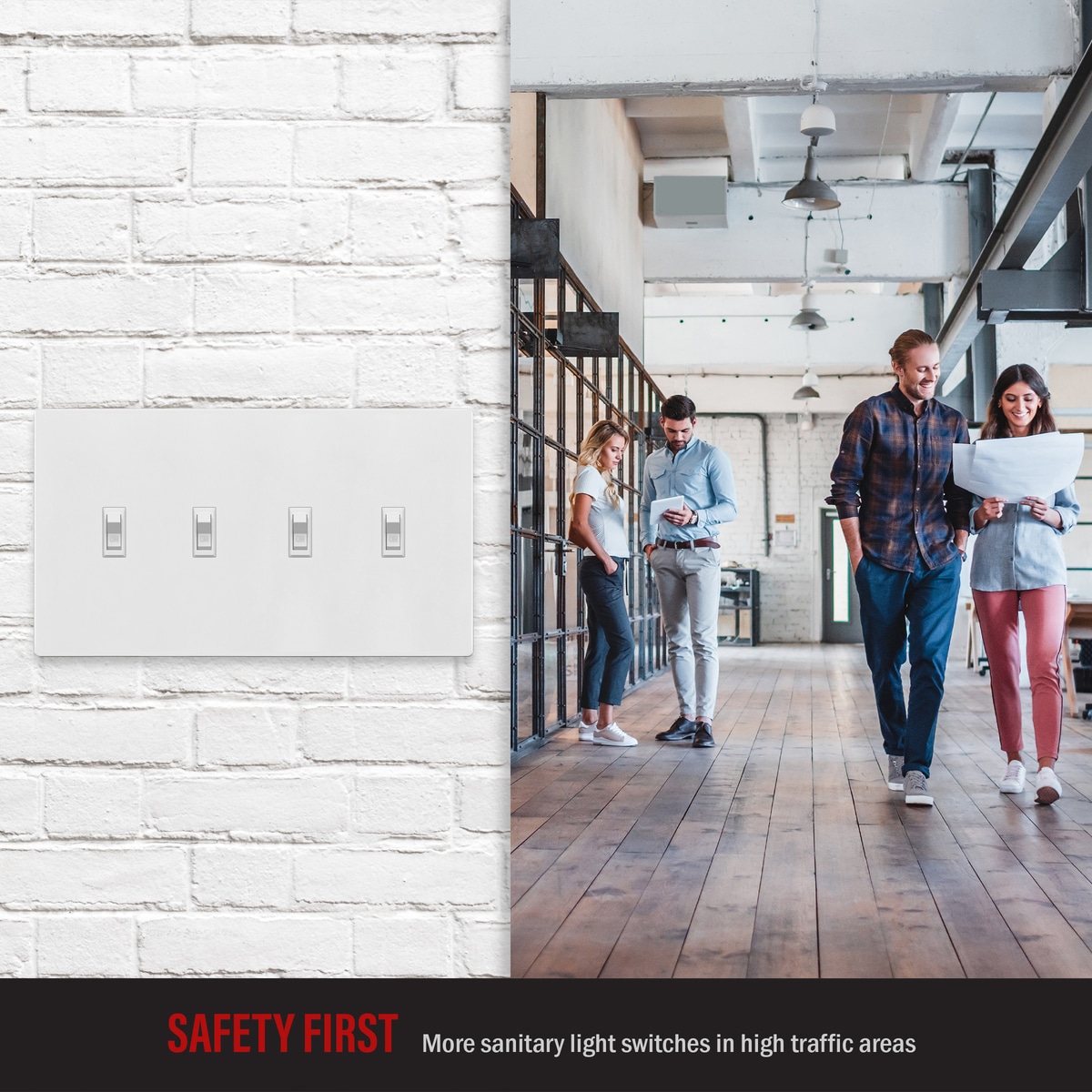 Antimicrobial Screwless Toggle Switch Cover, Standard Size 4-Gang 6 Antimicrobial Screwless Toggle Switch Cover, Standard Size 4-Gang