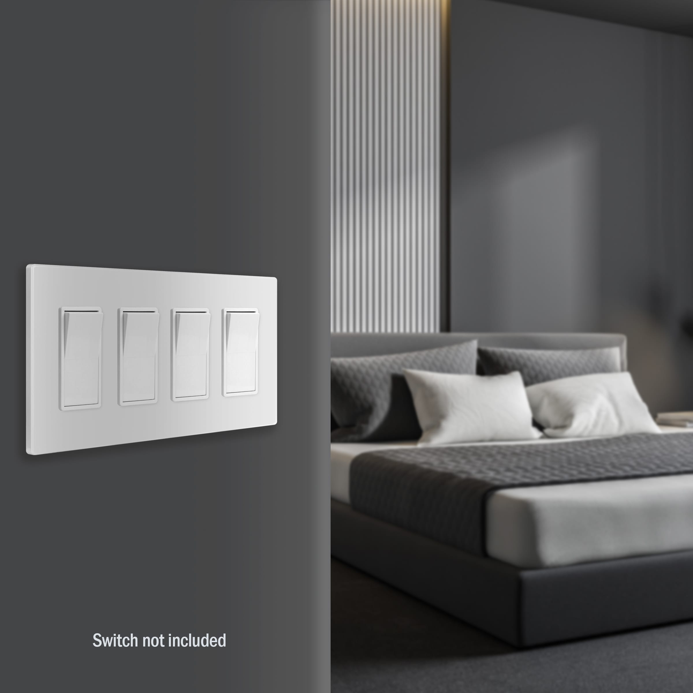 4-Gang Screwless Decorator Switch/Outlet Wall Plate