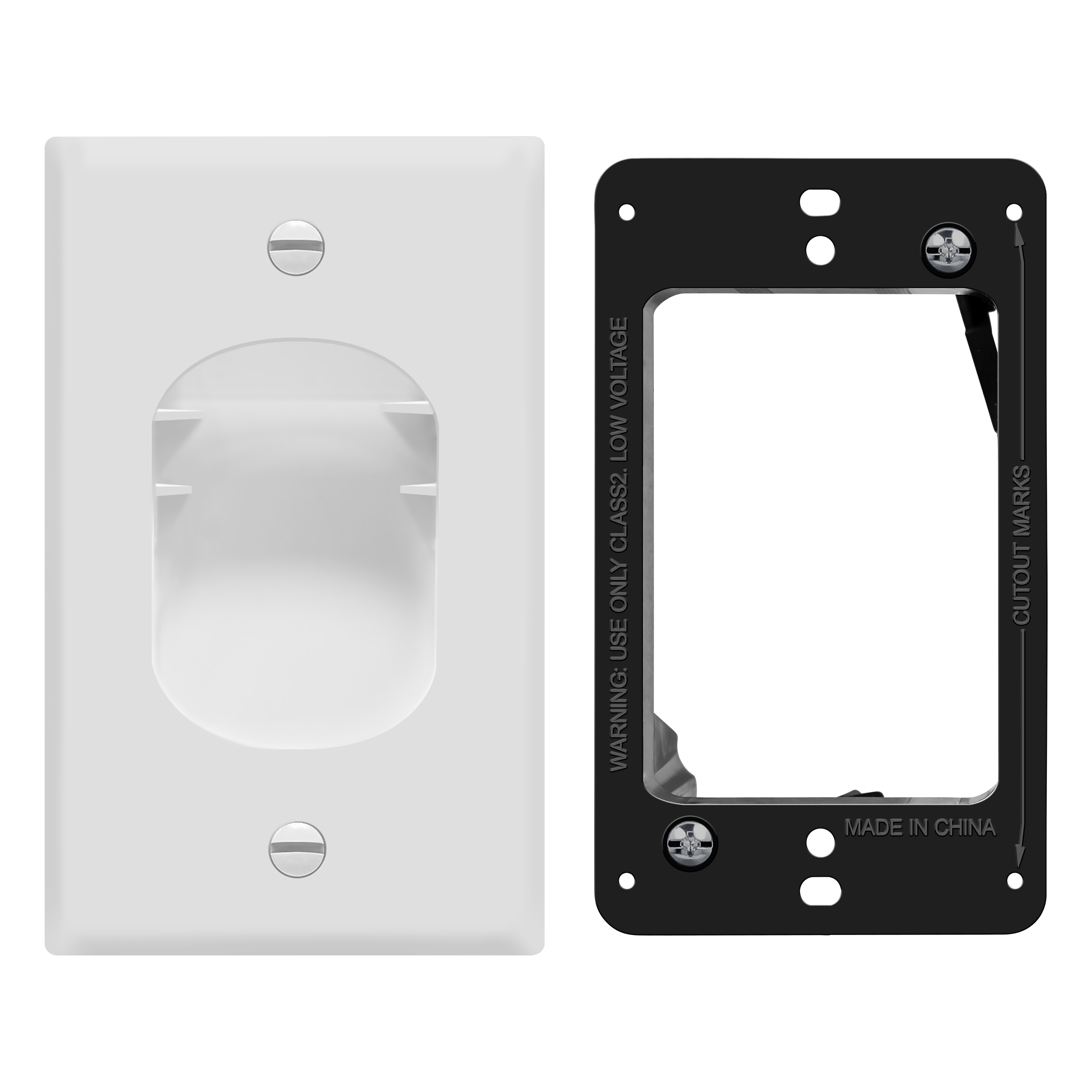 1-Gang Recessed Low Voltage Cable Wall Plate for Home Theaters