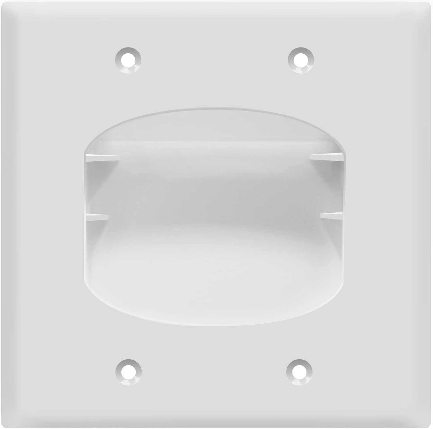 2-Gang Recessed Low Voltage Cable Pass-Through Wall Plate