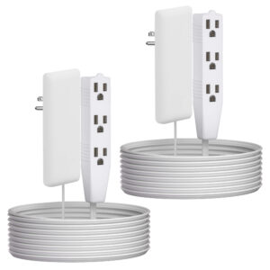 TOPGREENER Outlet Extender with 3 Receptacles, 8ft Cord - 2pcs