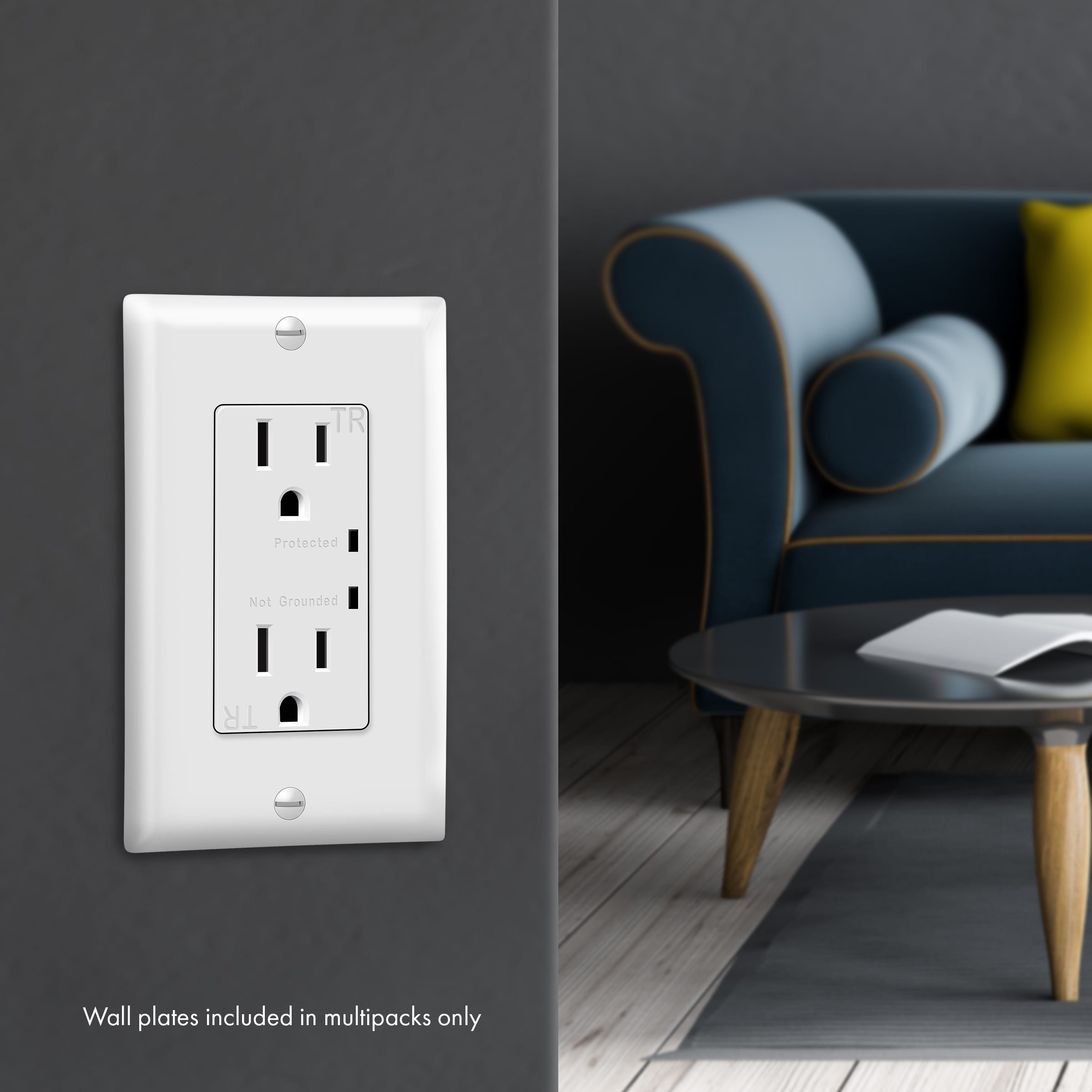 Decorator Receptacle with Built-In Surge Protection (900 Joules)