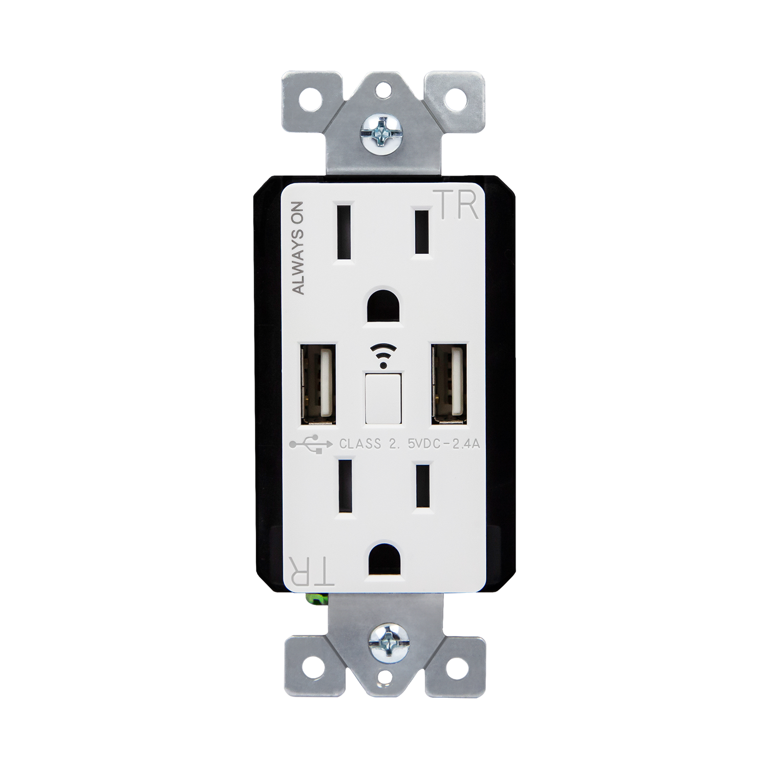 Smart Wi-Fi In-Wall Tamper Resistant Dual USB Charger Outlet Energy Monitoring