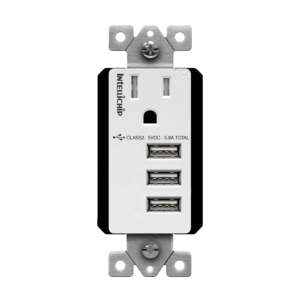 5.8A Triple USB-A Charging Outlet with Interchangeable Module, 15A/125V