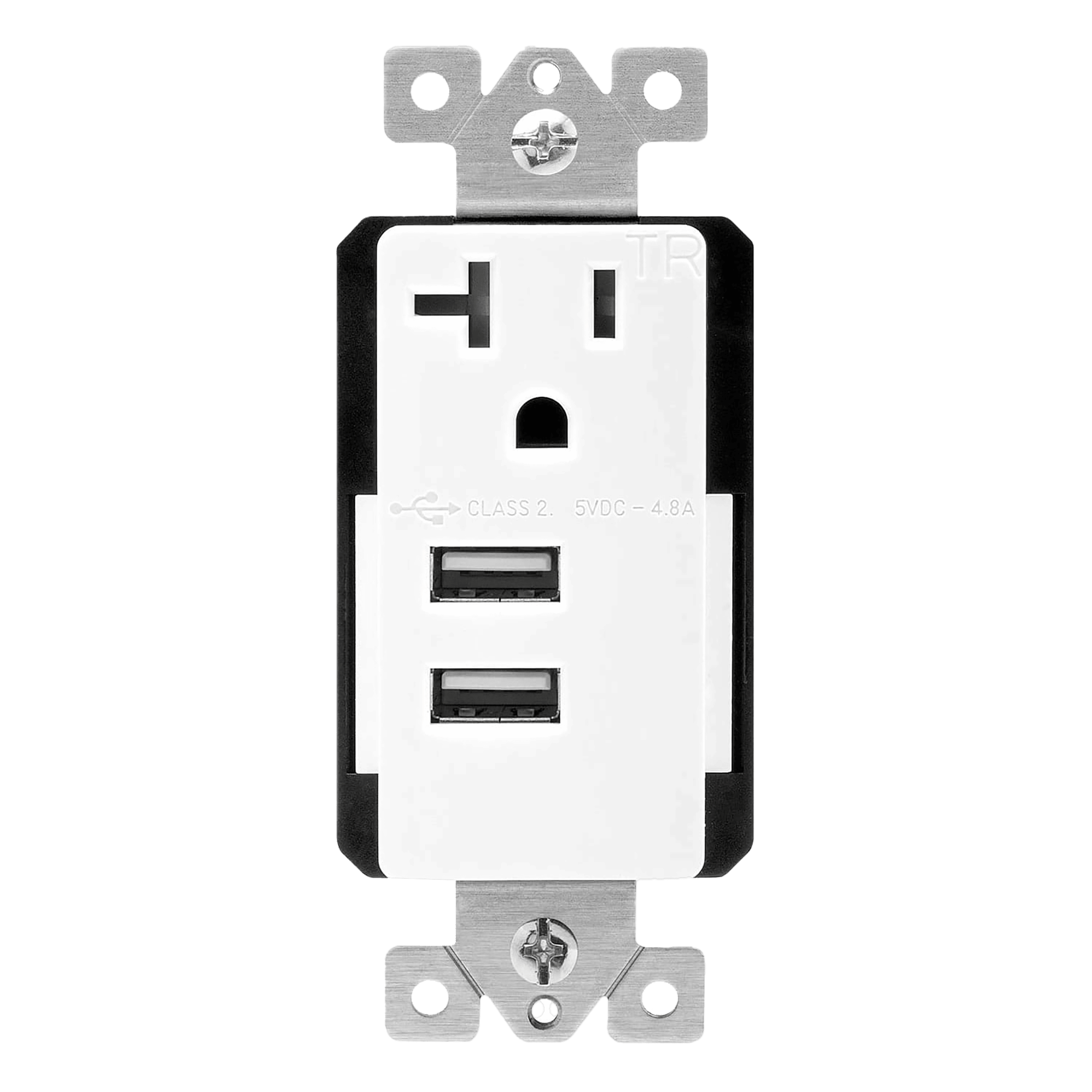 4.8A Dual USB-A Charging Outlet with Interchangeable Module, 20A/125V