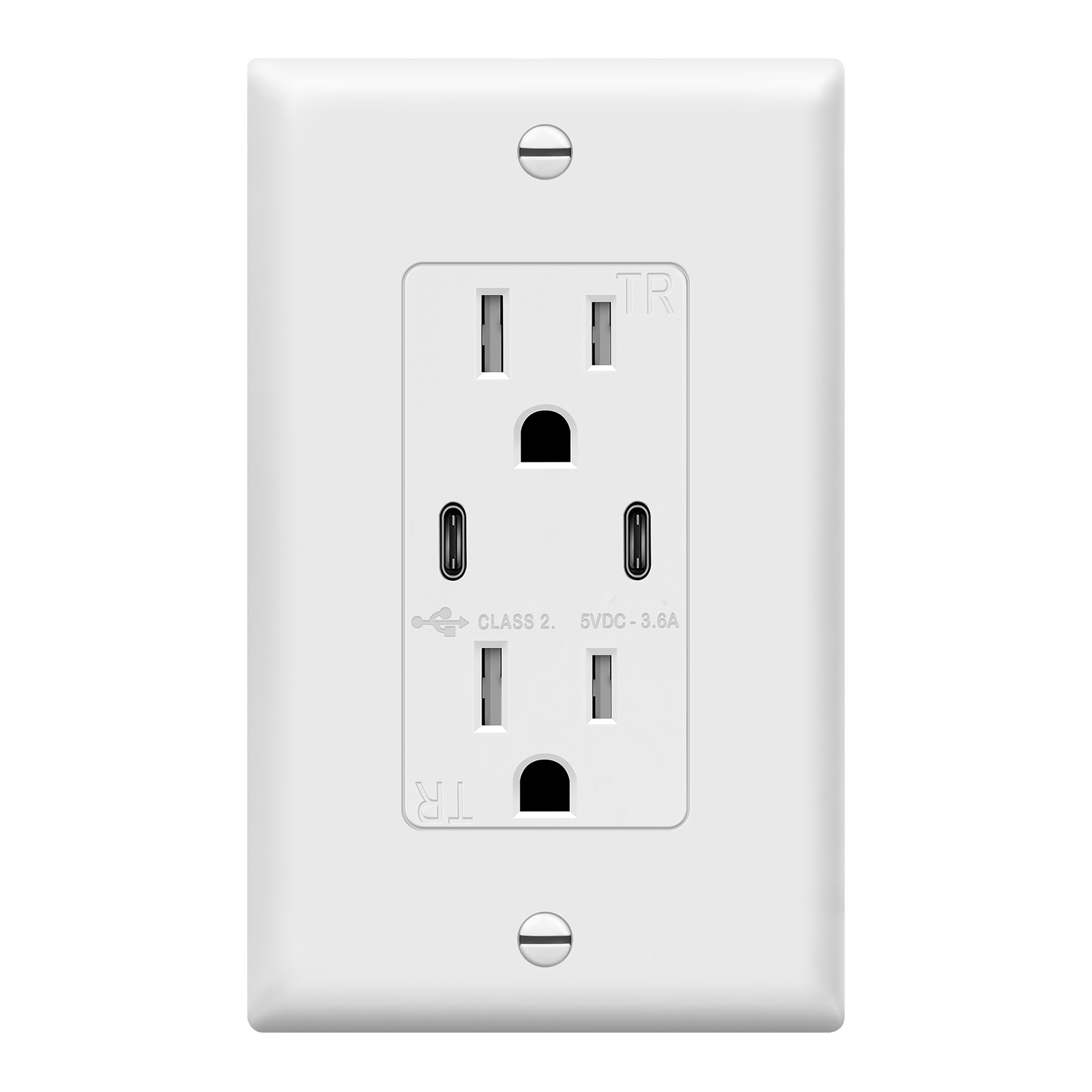 3.6A Dual Port USB-C Wall Outlet