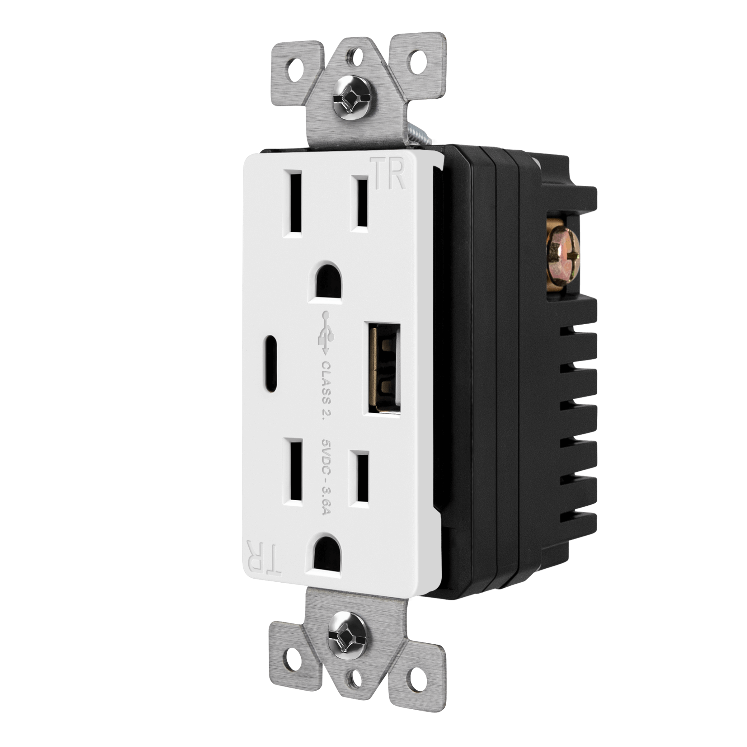 3.6A 2-Port USB Type-C/A Wall Outlet