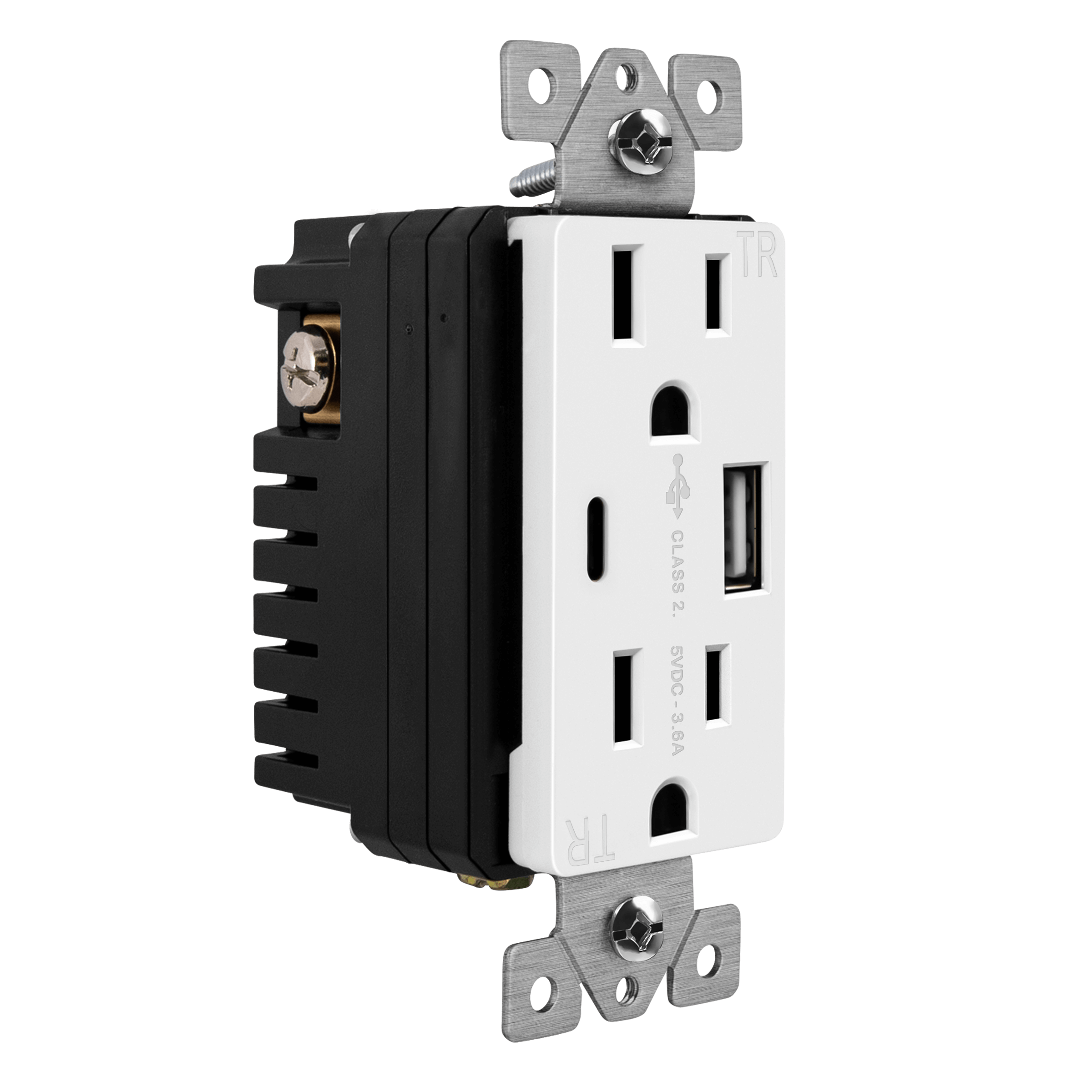 3.6A 2-Port USB Type-C/A Wall Outlet