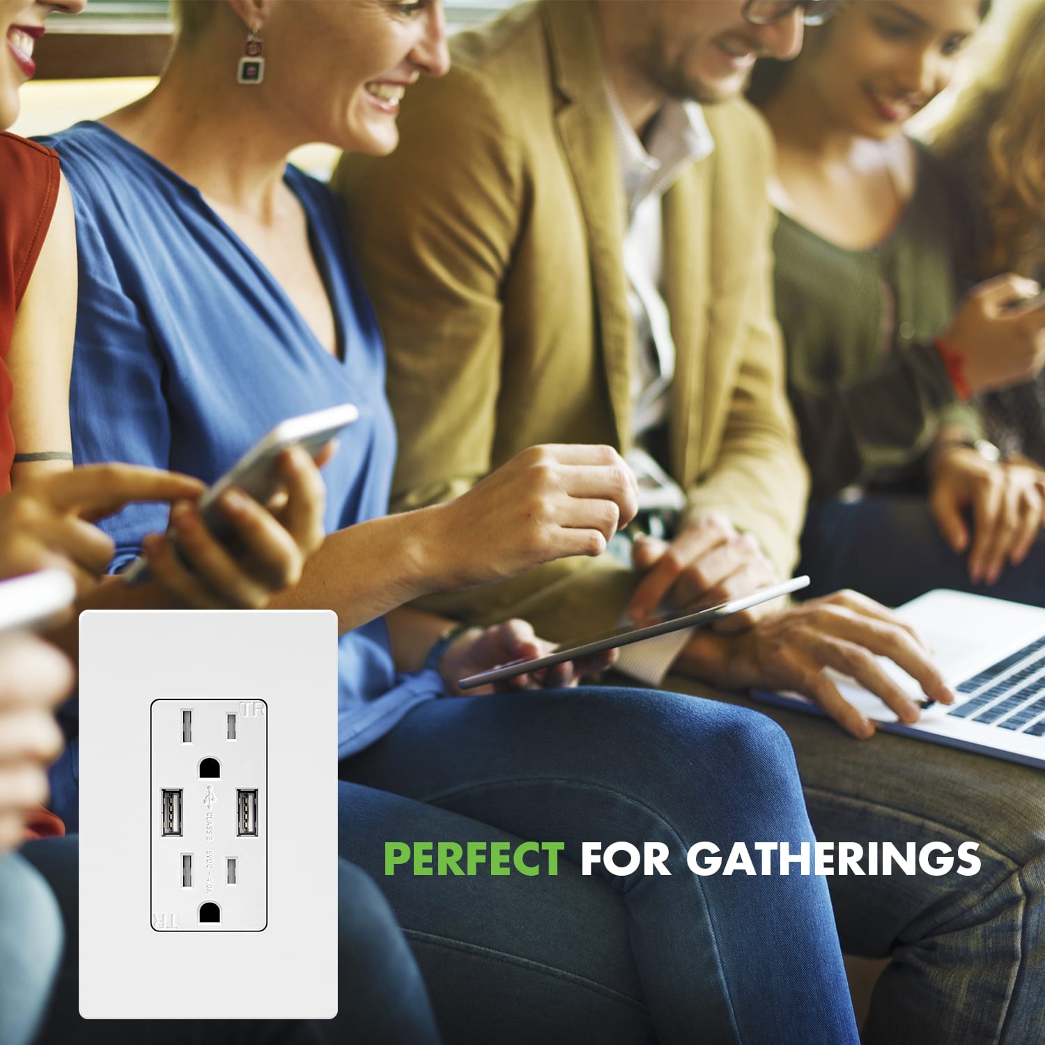 White TOPGREENER TU2154A High Speed USB Charger Receptacle 