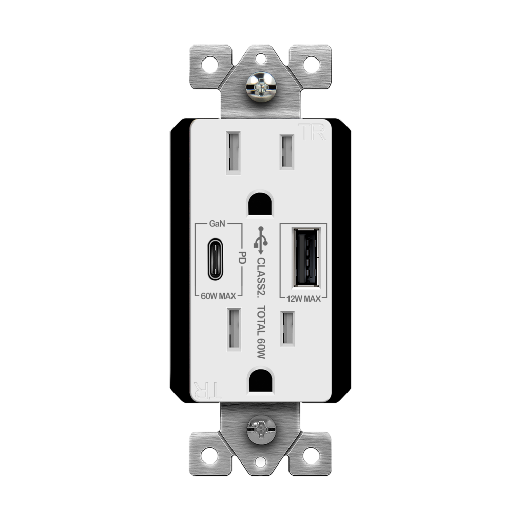 GaN Technology USB A/C Wall Outlet Receptacle TOPGREENER