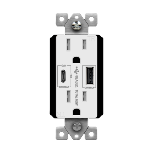 4.2A/5.8A Dual USB Port Wall Outlet Socket USB-C Charger Receptacle w/  Plate UL