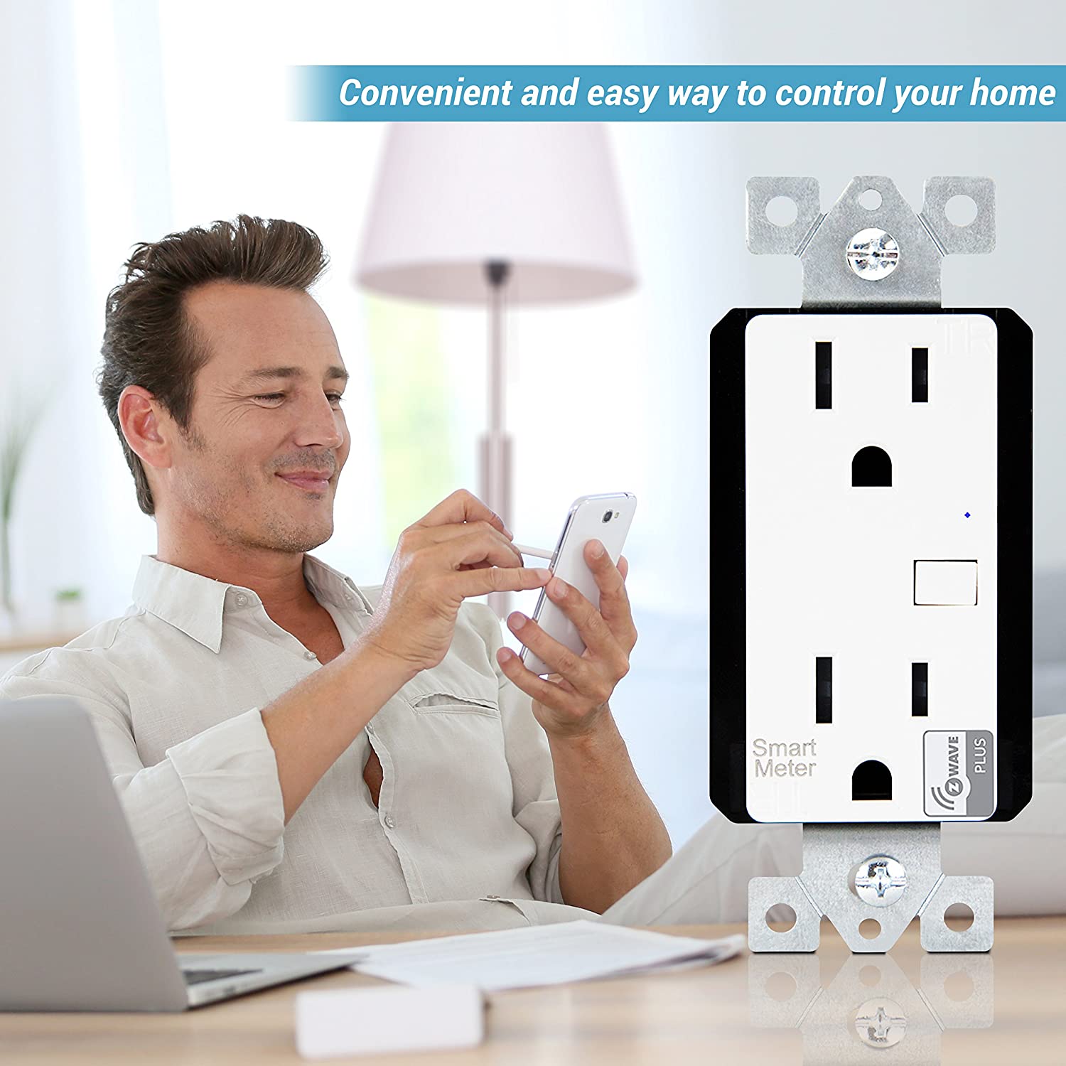 In-Wall Smart Z-Wave Outlet with Energy Monitoring